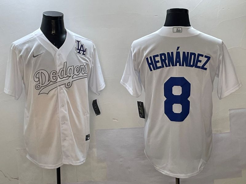 Men Los Angeles Dodgers #8 Hernandez White Fashion Edition Game 2025 Nike MLB Jersey style 7->los angeles dodgers->MLB Jersey